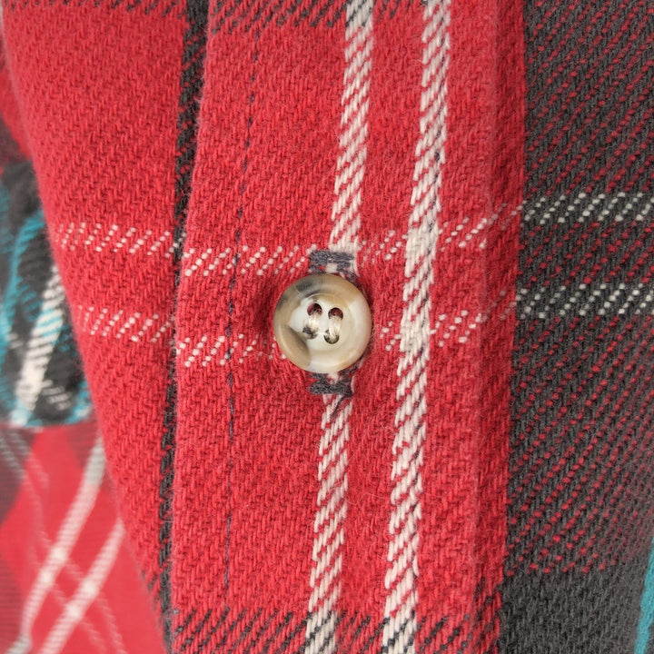 70s-80'S Five Brother Long-Sleeve Flannel Check Shirt, Made in USA, Men's XXL Equivalent, Vintage cotton red type Vintage Second Hand