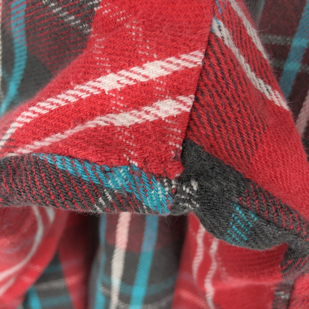 70s-80'S Five Brother Long-Sleeve Flannel Check Shirt, Made in USA, Men's XXL Equivalent, Vintage cotton red type Vintage Second Hand