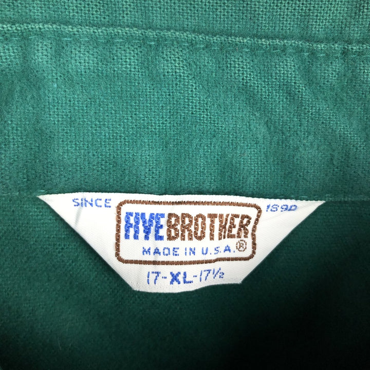 Vintage 70s-80'S Five Brother long-sleeved chamois cloth shirt, made in the USA, men's size XL cotton green type Vintage Second Hand