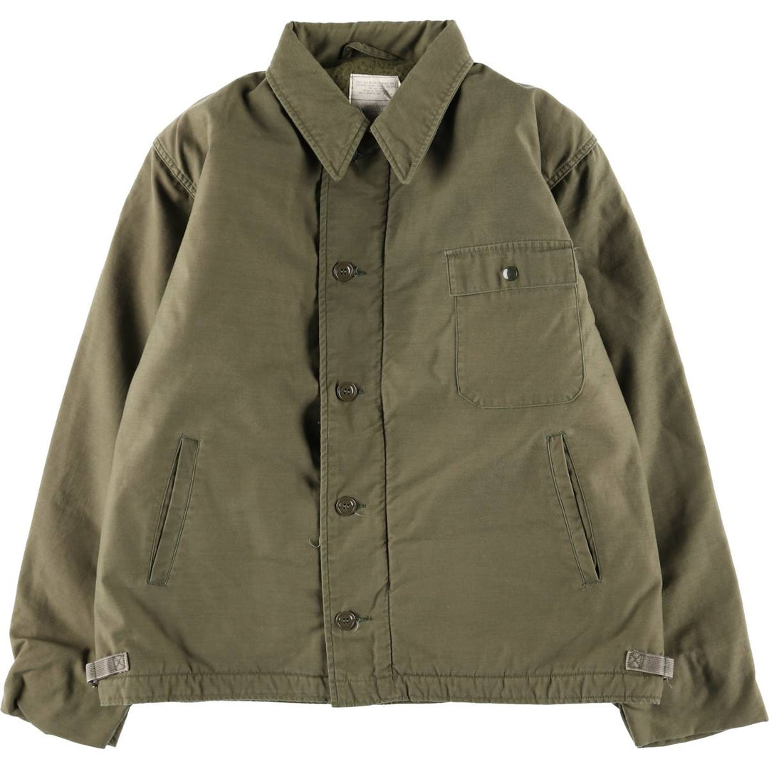 1980'S US Military A-2 Military Deck Jacket, Made in USA, X-LARGE (46-48), Men's XL equivalent, Vintage Nylon Khaki type Vintage Second Hand