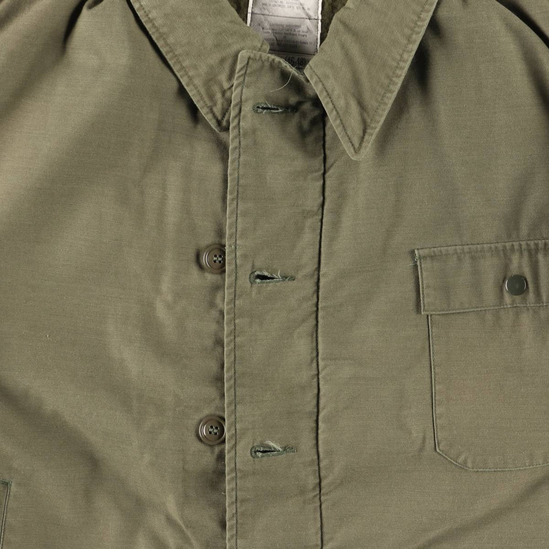 1980'S US Military A-2 Military Deck Jacket, Made in USA, X-LARGE (46-48), Men's XL equivalent, Vintage Nylon Khaki type Vintage Second Hand