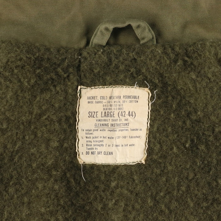 1970'S US Military A-2 Deck Jacket, Made in USA, Large (42-44), Men's Size L, Vintage Nylon Khaki type Vintage Second Hand