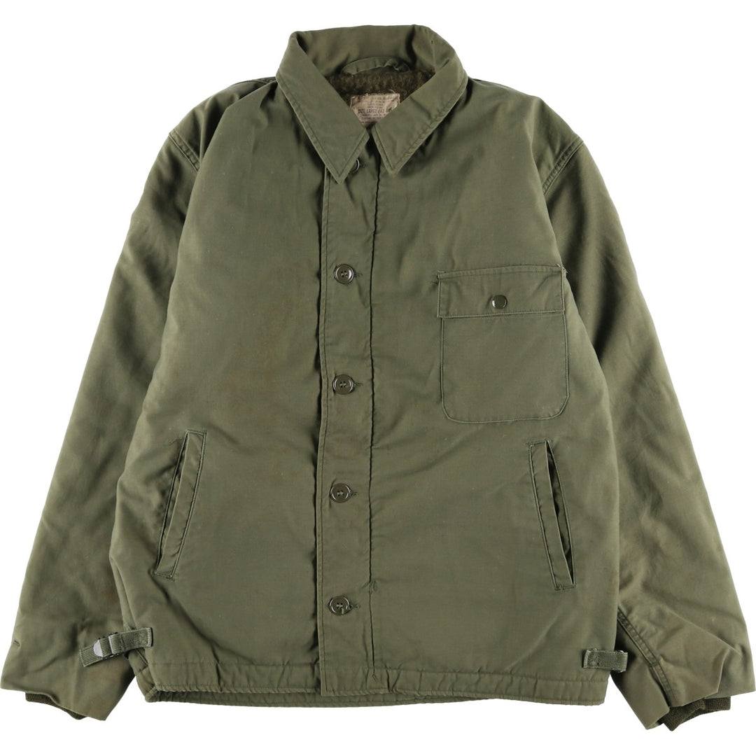 1970'S US Military A-2 Deck Jacket, Made in USA, Large (42-44), Men's Size L, Vintage Nylon Khaki type Vintage Second Hand