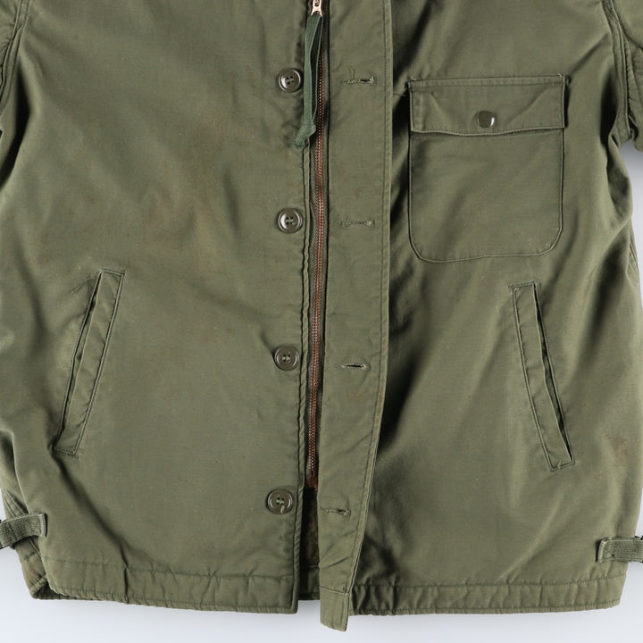 1970'S US Military A-2 Deck Jacket, Made in USA, Large (42-44), Men's Size L, Vintage Nylon Khaki type Vintage Second Hand