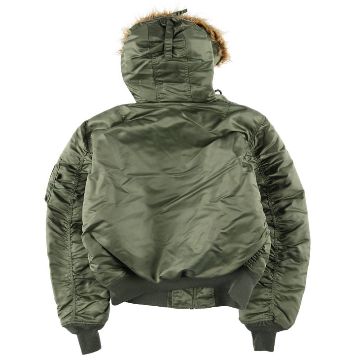 1990'S Civilian Alpha Industries Hooded Padded Military Flight Jacket, Men's Size M (Equivalent), Vintage Nylon Khaki type Vintage Second Hand