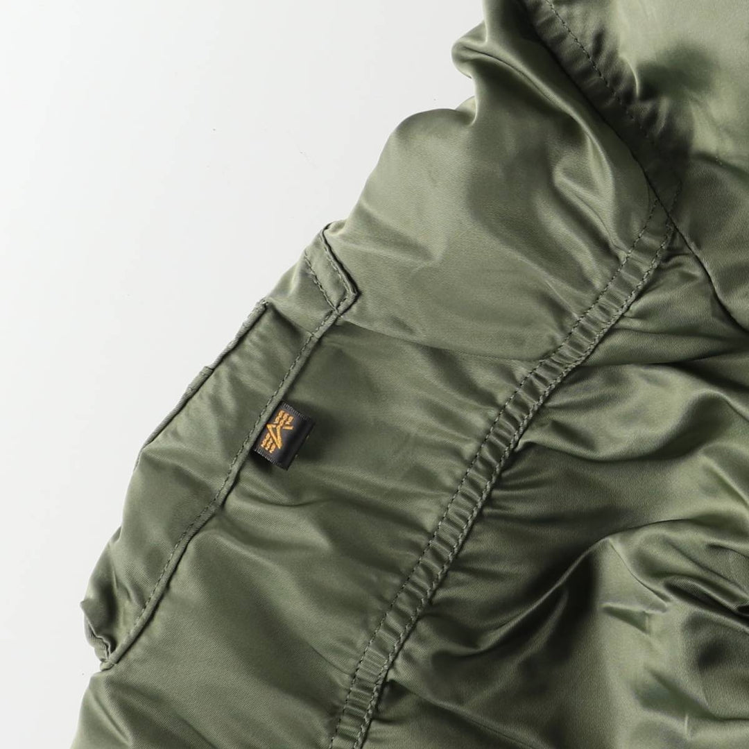 1990'S Civilian Alpha Industries Hooded Padded Military Flight Jacket, Men's Size M (Equivalent), Vintage Nylon Khaki type Vintage Second Hand
