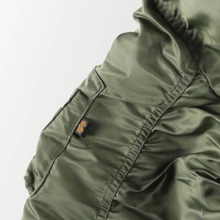 1990'S Civilian Alpha Industries Hooded Padded Military Flight Jacket, Men's Size M (Equivalent), Vintage Nylon Khaki type Vintage Second Hand