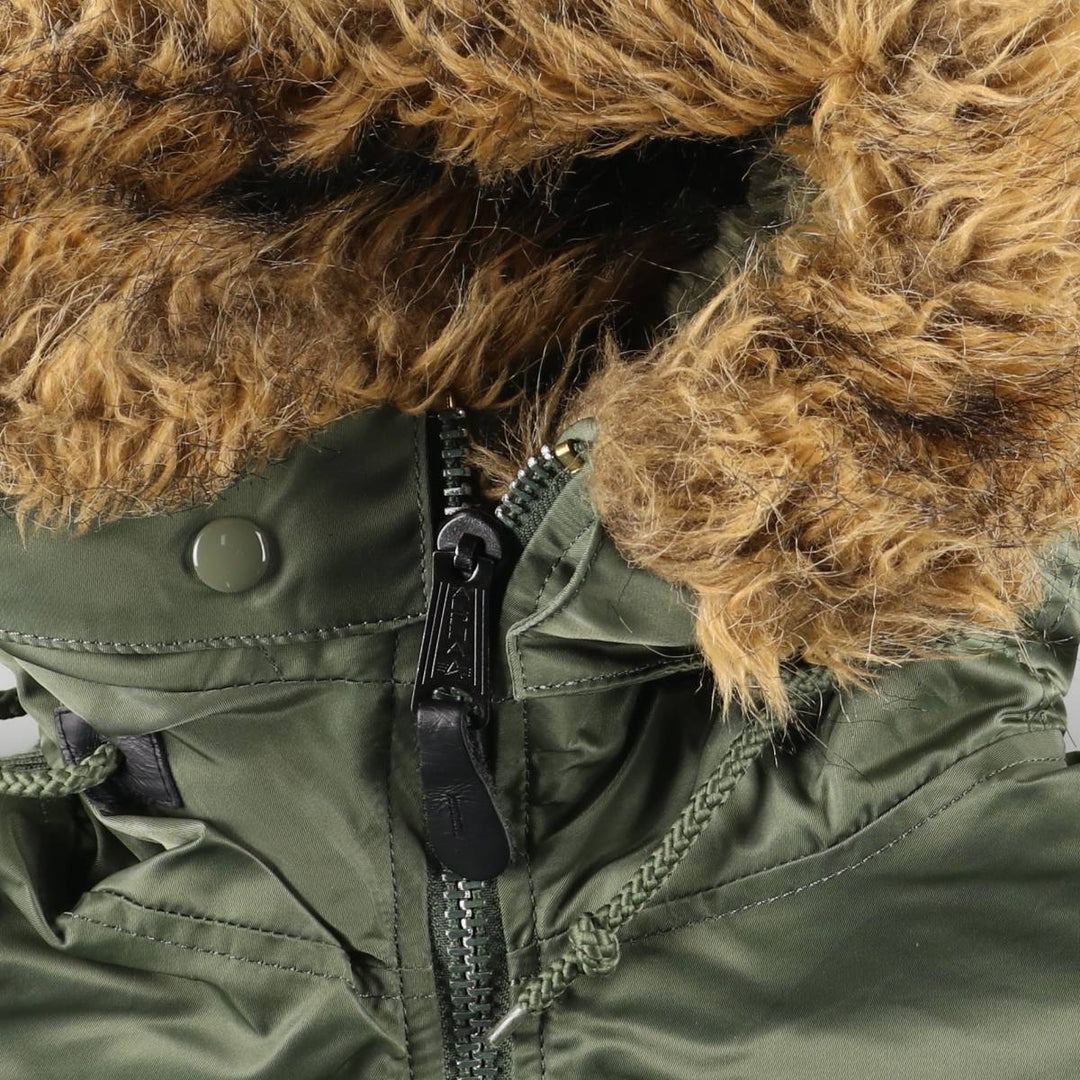 1990'S Civilian Alpha Industries Hooded Padded Military Flight Jacket, Men's Size M (Equivalent), Vintage Nylon Khaki type Vintage Second Hand