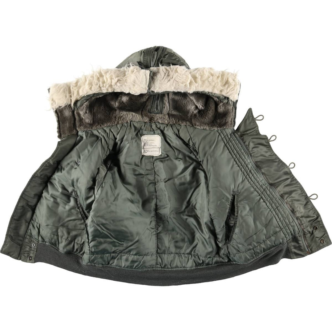 1980'S US Military Issue N-2B Padded Military Flight Jacket, Made in USA, Medium Size (Equivalent to Men's M), Vintage Nylon Khaki type Vintage Second Hand