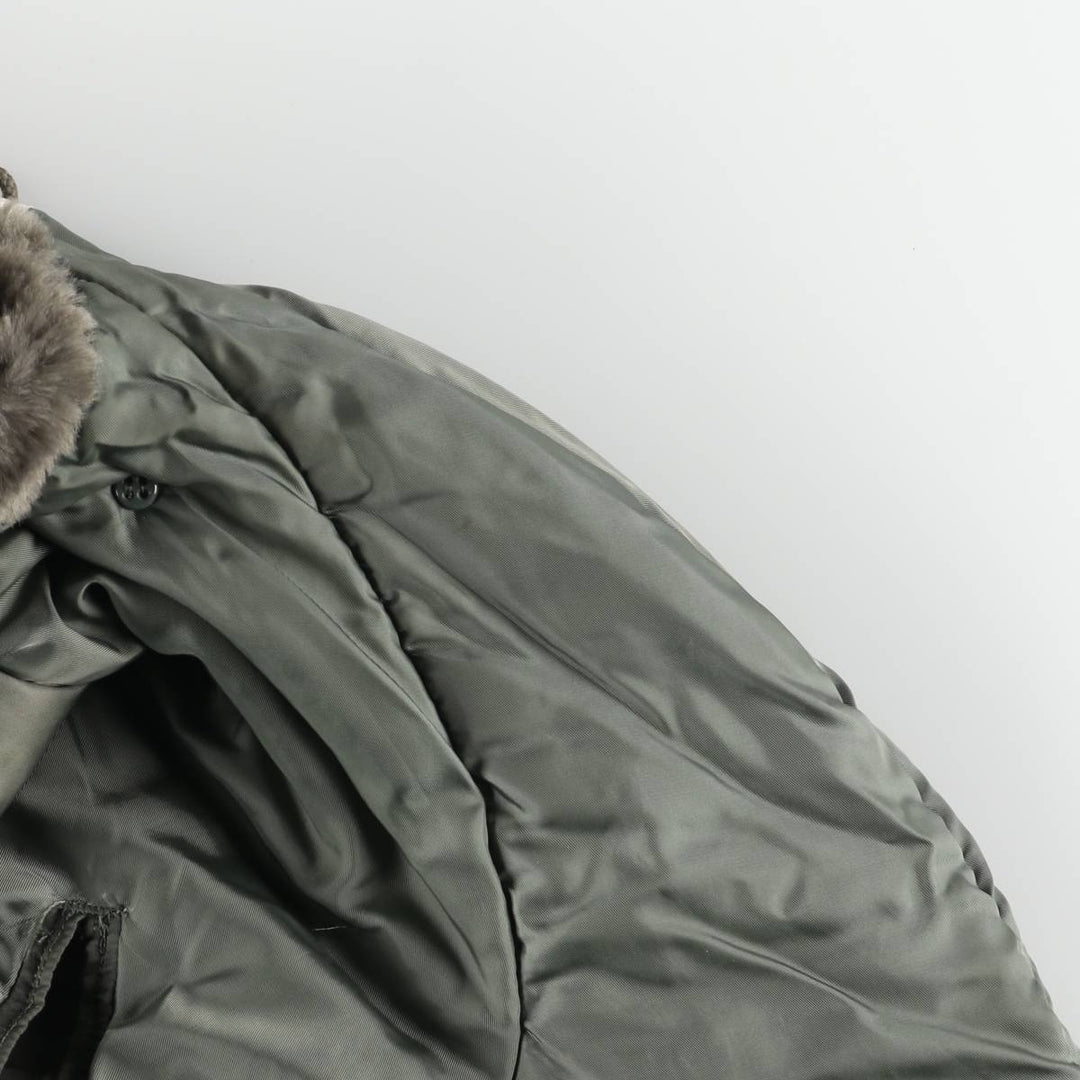 1980'S US Military Issue N-2B Padded Military Flight Jacket, Made in USA, Medium Size (Equivalent to Men's M), Vintage Nylon Khaki type Vintage Second Hand
