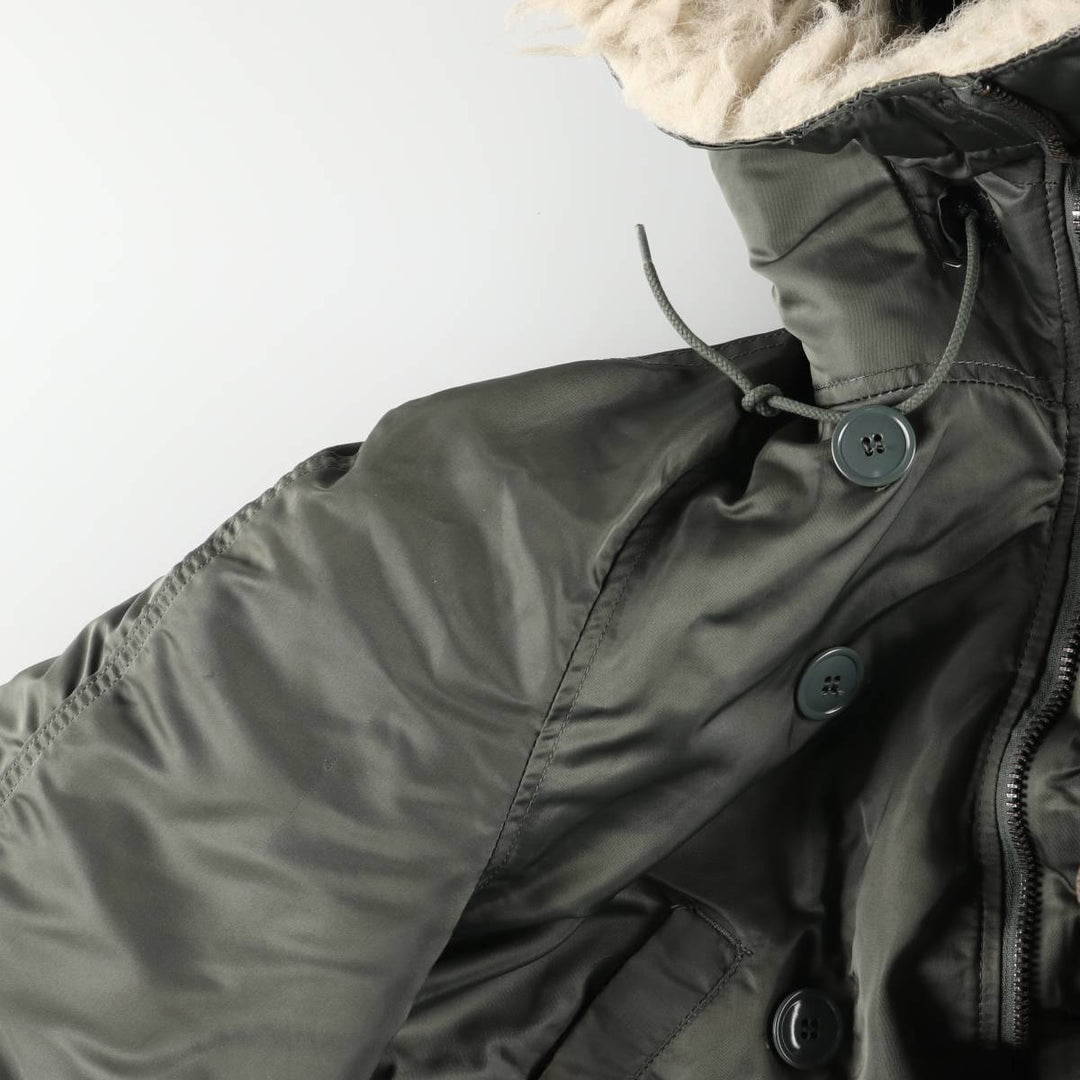 1980'S US Military Issue N-2B Padded Military Flight Jacket, Made in USA, Medium Size (Equivalent to Men's M), Vintage Nylon Khaki type Vintage Second Hand