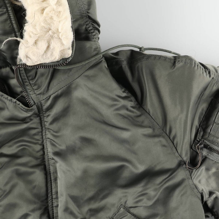 1980'S US Military Issue N-2B Padded Military Flight Jacket, Made in USA, Medium Size (Equivalent to Men's M), Vintage Nylon Khaki type Vintage Second Hand