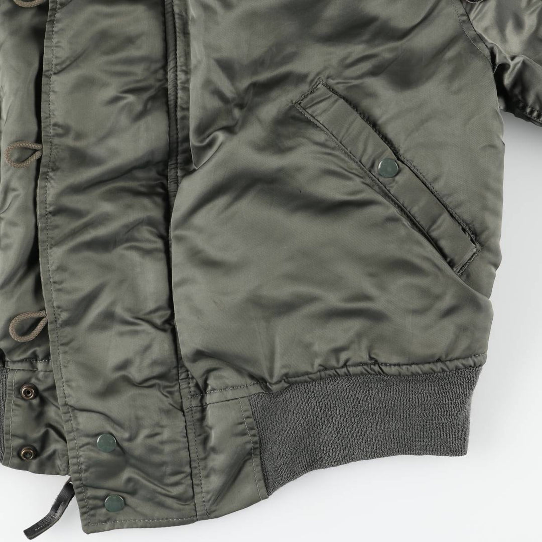 1980'S US Military Issue N-2B Padded Military Flight Jacket, Made in USA, Medium Size (Equivalent to Men's M), Vintage Nylon Khaki type Vintage Second Hand