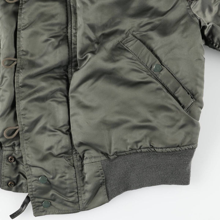 1980'S US Military Issue N-2B Padded Military Flight Jacket, Made in USA, Medium Size (Equivalent to Men's M), Vintage Nylon Khaki type Vintage Second Hand