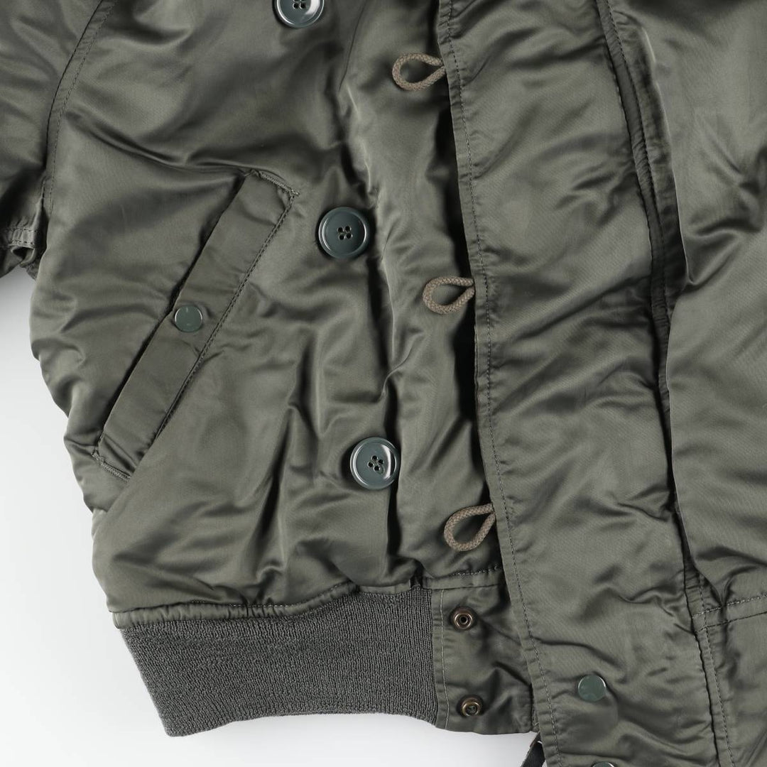 1980'S US Military Issue N-2B Padded Military Flight Jacket, Made in USA, Medium Size (Equivalent to Men's M), Vintage Nylon Khaki type Vintage Second Hand