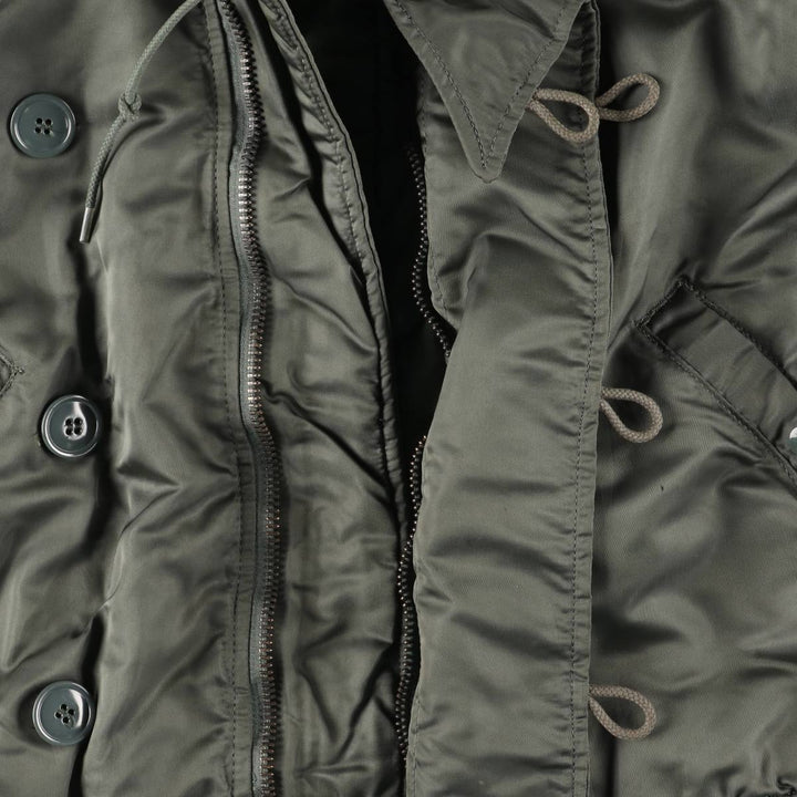 1980'S US Military Issue N-2B Padded Military Flight Jacket, Made in USA, Medium Size (Equivalent to Men's M), Vintage Nylon Khaki type Vintage Second Hand