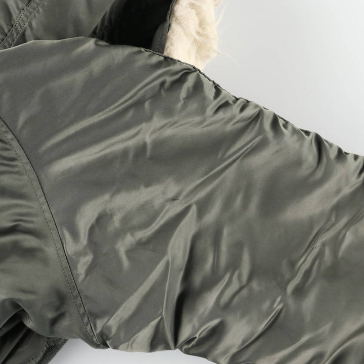 1980'S US Military Issue N-2B Padded Military Flight Jacket, Made in USA, Medium Size (Equivalent to Men's M), Vintage Nylon Khaki type Vintage Second Hand