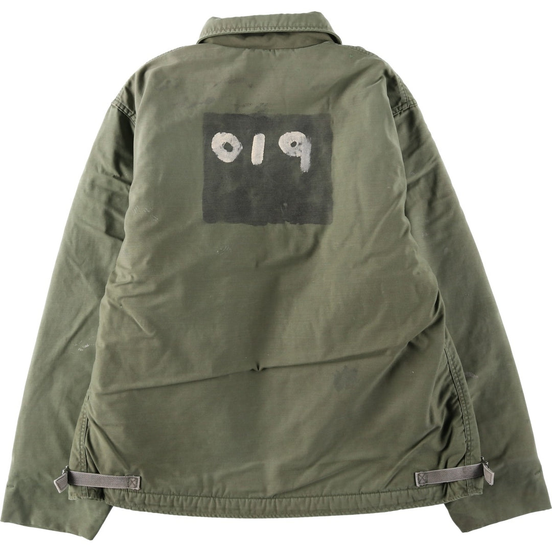 1980'S US Military A-2 Deck Jacket, Men's Size XL (approx.) Nylon Khaki type Vintage Second Hand