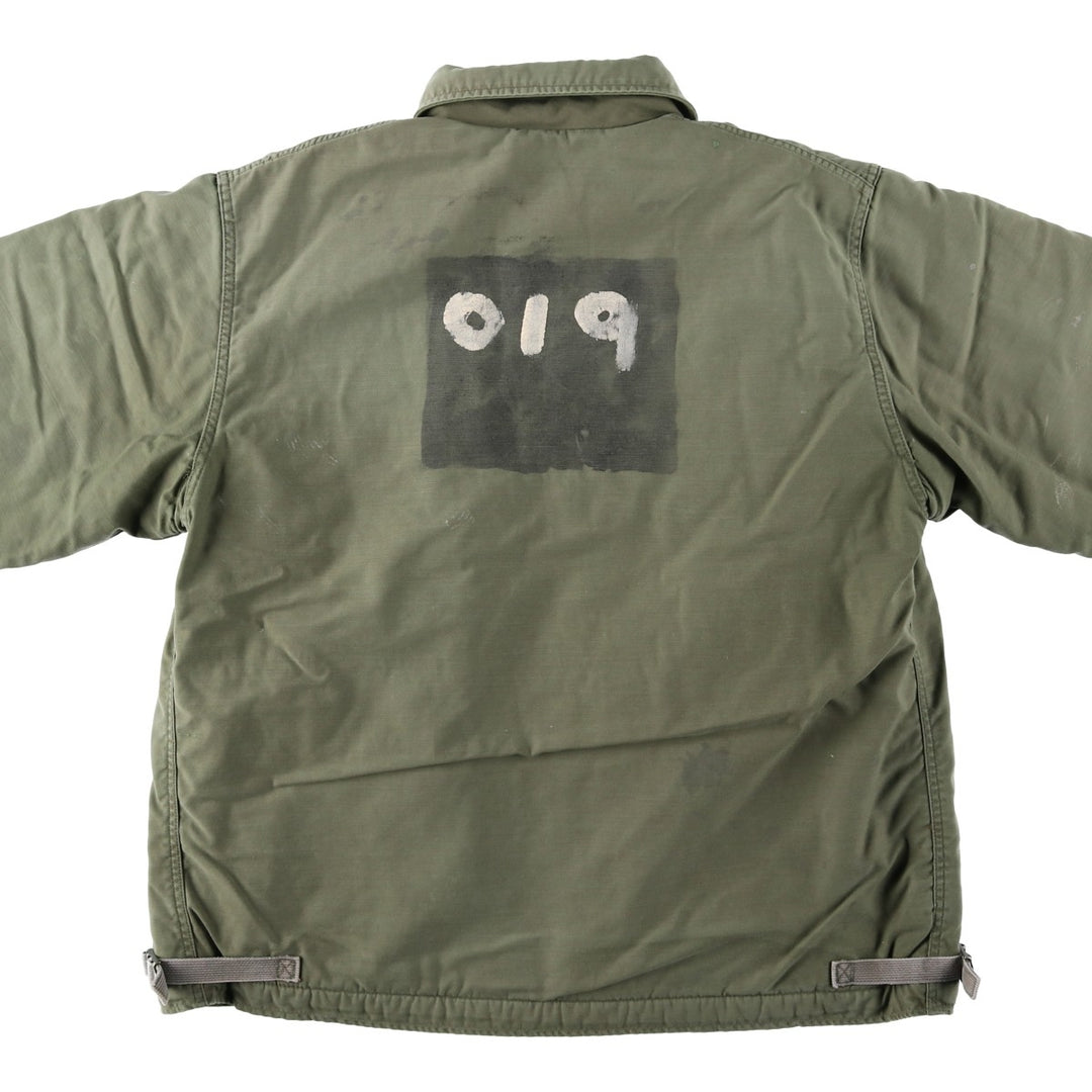 1980'S US Military A-2 Deck Jacket, Men's Size XL (approx.) Nylon Khaki type Vintage Second Hand