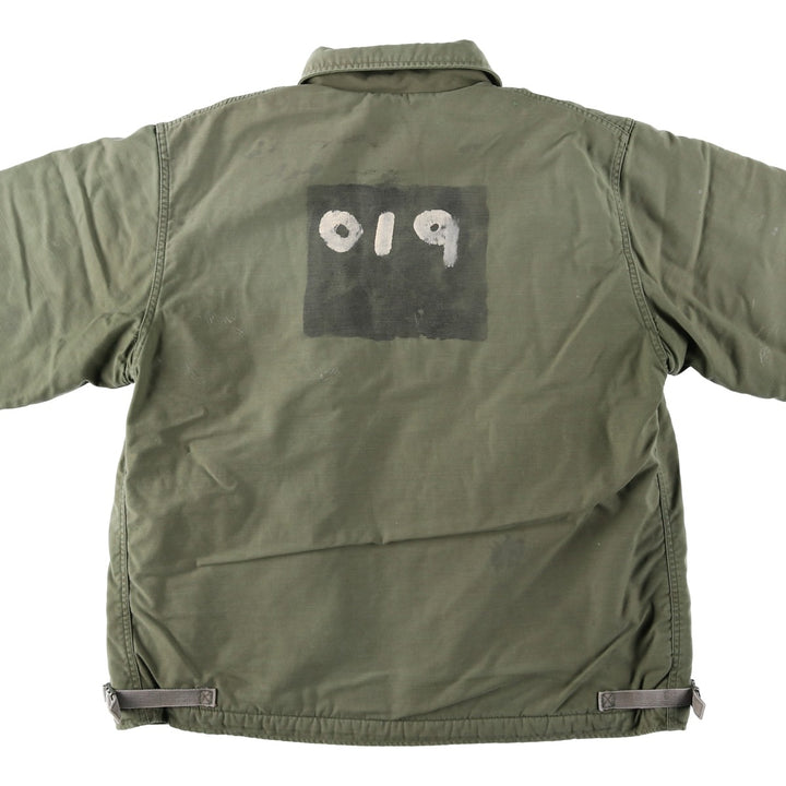 1980'S US Military A-2 Deck Jacket, Men's Size XL (approx.) Nylon Khaki type Vintage Second Hand