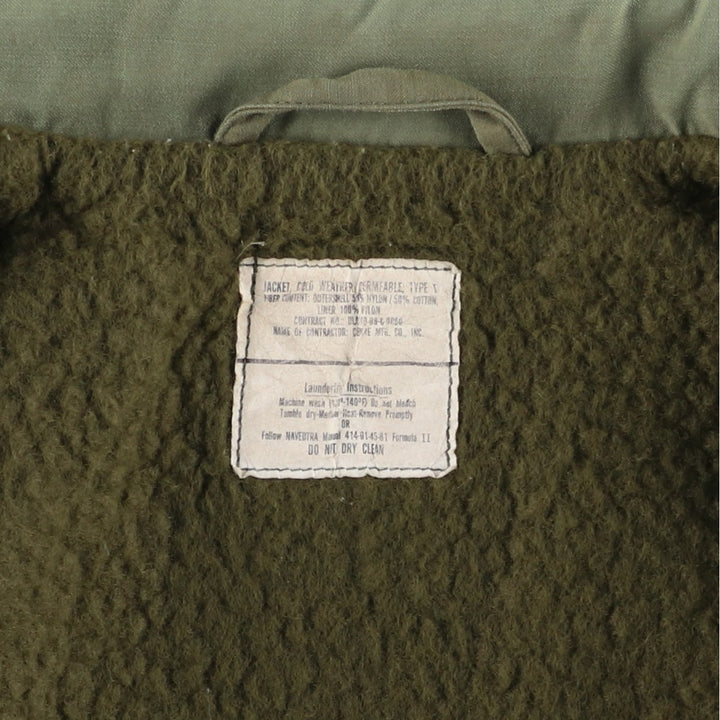 1980'S US Military A-2 Deck Jacket, Men's Size XL (approx.) Nylon Khaki type Vintage Second Hand