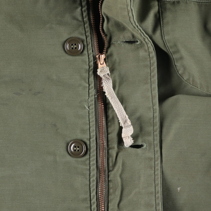 1980'S US Military A-2 Deck Jacket, Men's Size XL (approx.) Nylon Khaki type Vintage Second Hand