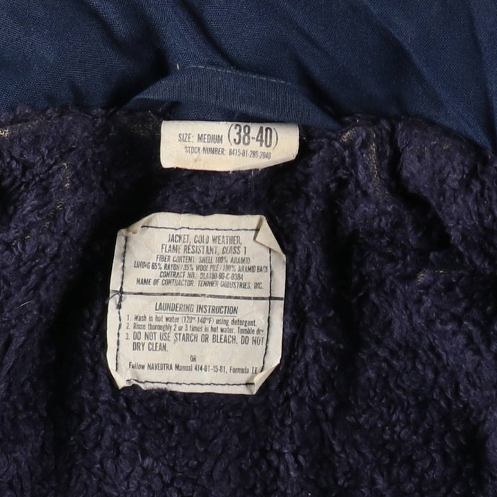 90'S US Military Aramid Deck Jacket, Made in USA, Medium (38-40), Men's Size M, Vintage Aramid navy blue type Vintage Second Hand
