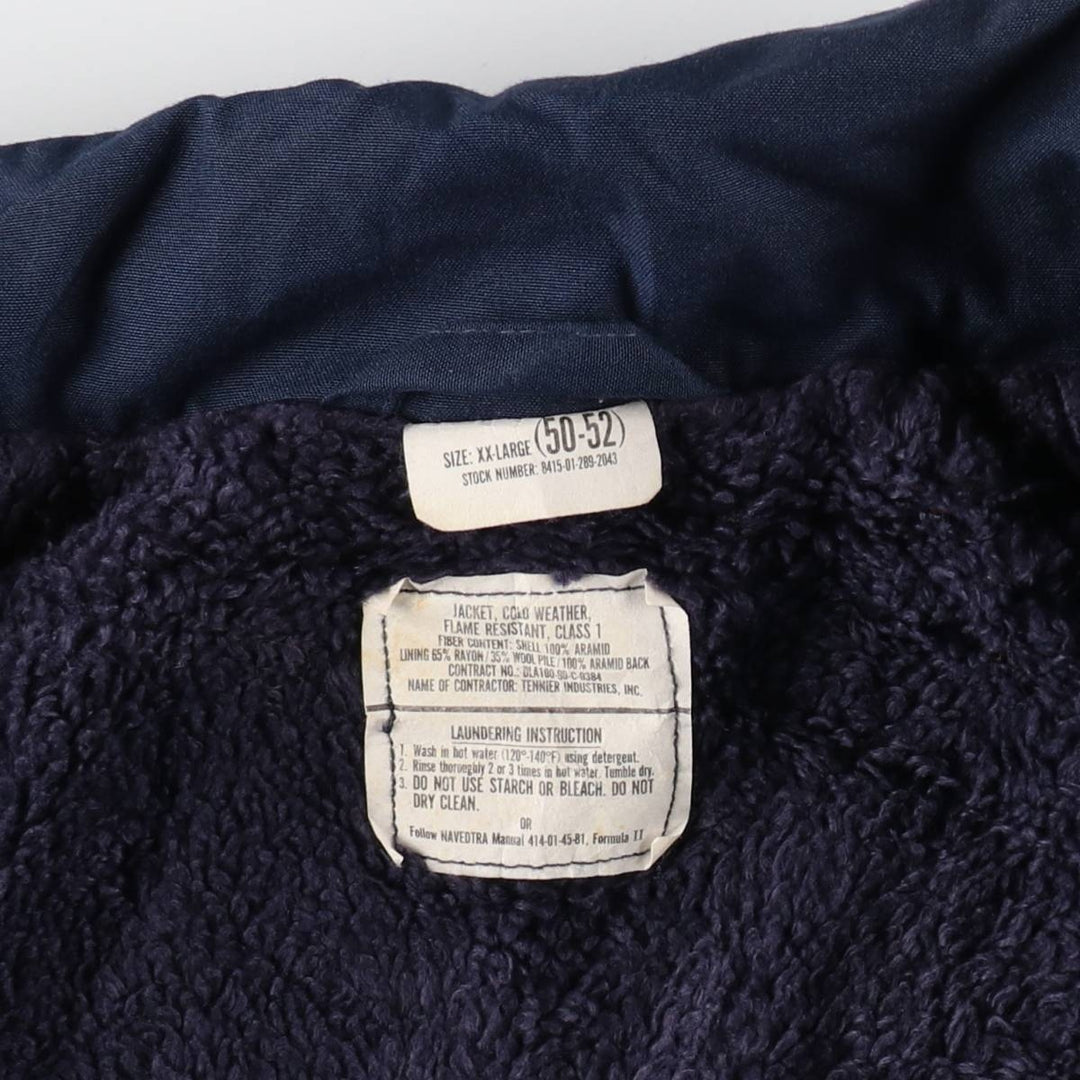 Genuine US military issue aramid jacket, military deck jacket, made in USA, XX-LARGE (equivalent to men's XXL). Aramid navy blue type Vintage Second Hand