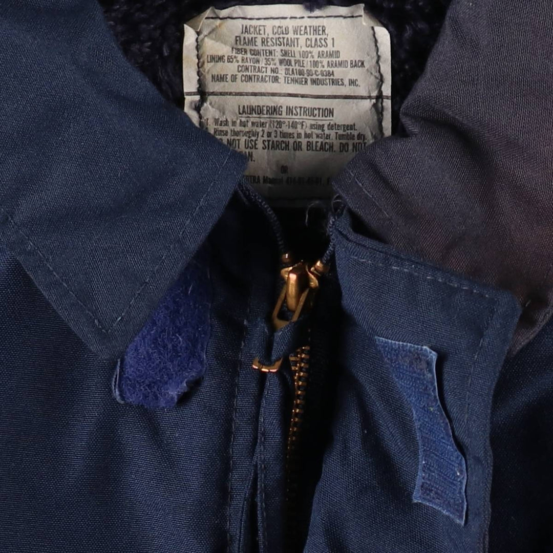 Genuine US military issue aramid jacket, military deck jacket, made in USA, XX-LARGE (equivalent to men's XXL). Aramid navy blue type Vintage Second Hand