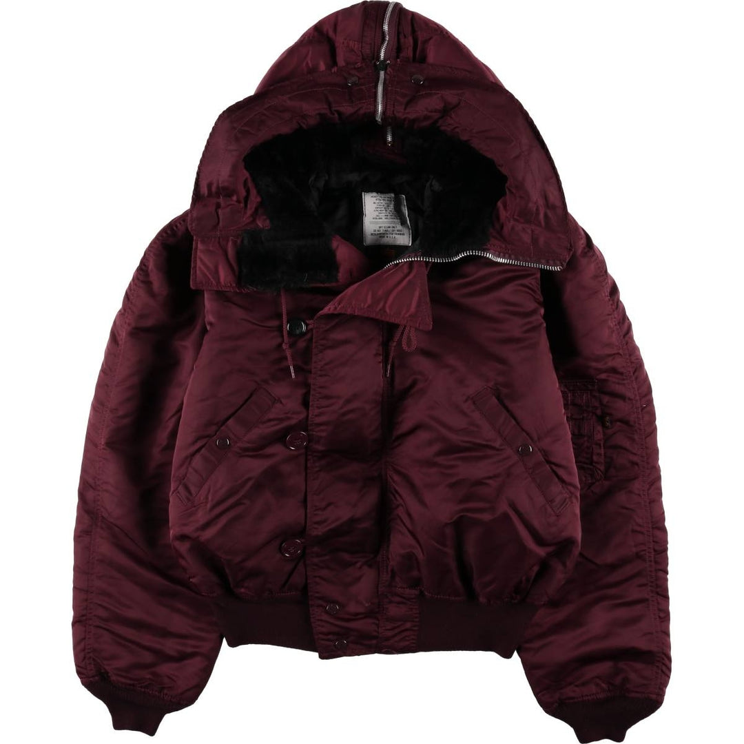 Civilian-made 1990'S Alpha Industries N-2B padded military flight jacket, made in the USA, men's size XL equivalent. Nylon Red type red-purple Vintage Second Hand