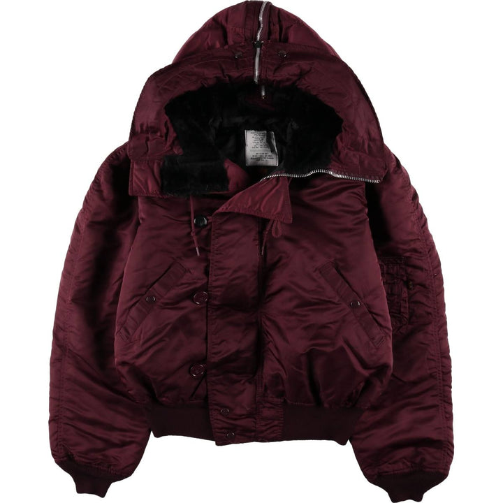 Civilian-made 1990'S Alpha Industries N-2B padded military flight jacket, made in the USA, men's size XL equivalent. Nylon Red type red-purple Vintage Second Hand