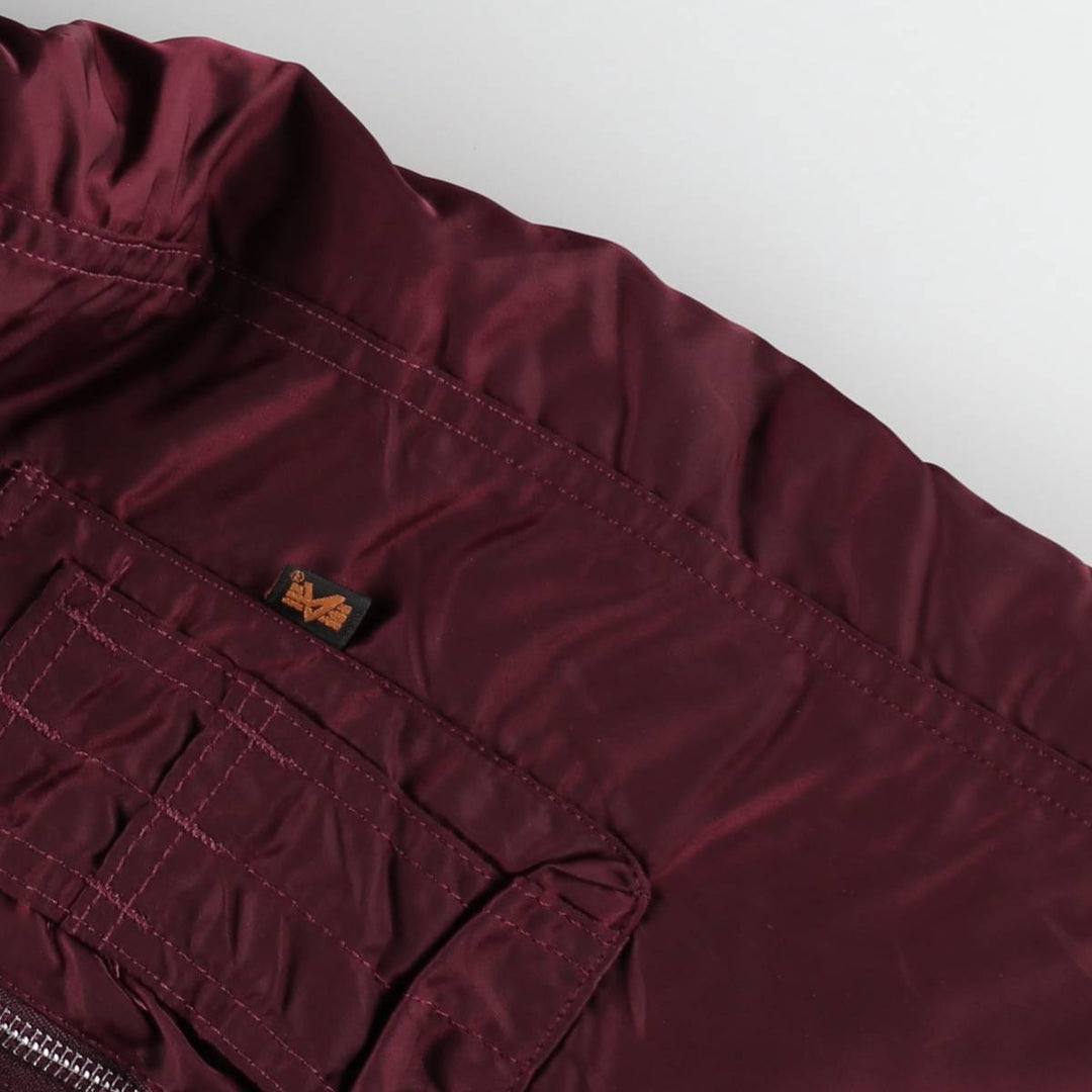 Civilian-made 1990'S Alpha Industries N-2B padded military flight jacket, made in the USA, men's size XL equivalent. Nylon Red type red-purple Vintage Second Hand