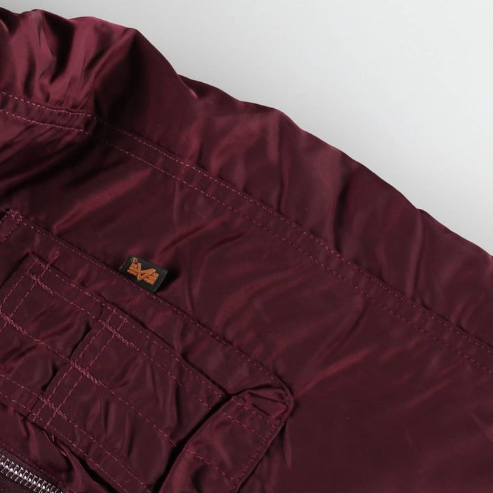 Civilian-made 1990'S Alpha Industries N-2B padded military flight jacket, made in the USA, men's size XL equivalent. Nylon Red type red-purple Vintage Second Hand