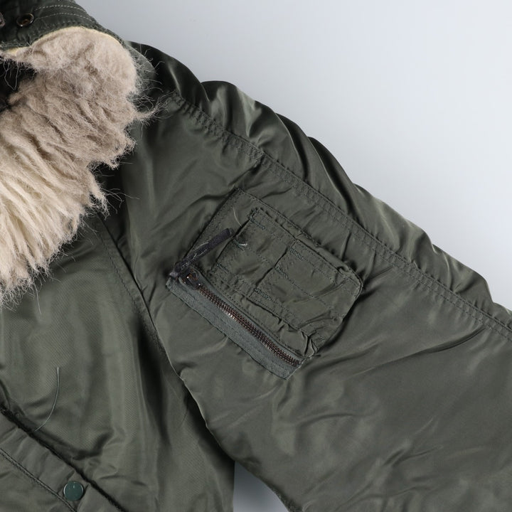 1980'S US Military Issue N-2B Padded Military Flight Jacket, Made in USA, Men's Size L (Equivalent), Vintage unclear Khaki type Vintage Second Hand