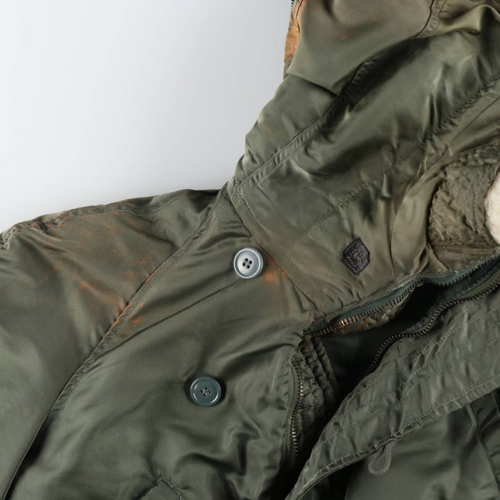 1980'S US Military Issue N-2B Padded Military Flight Jacket, Made in USA, Medium Size (Equivalent to Men's M), Vintage Nylon Khaki type Vintage Second Hand