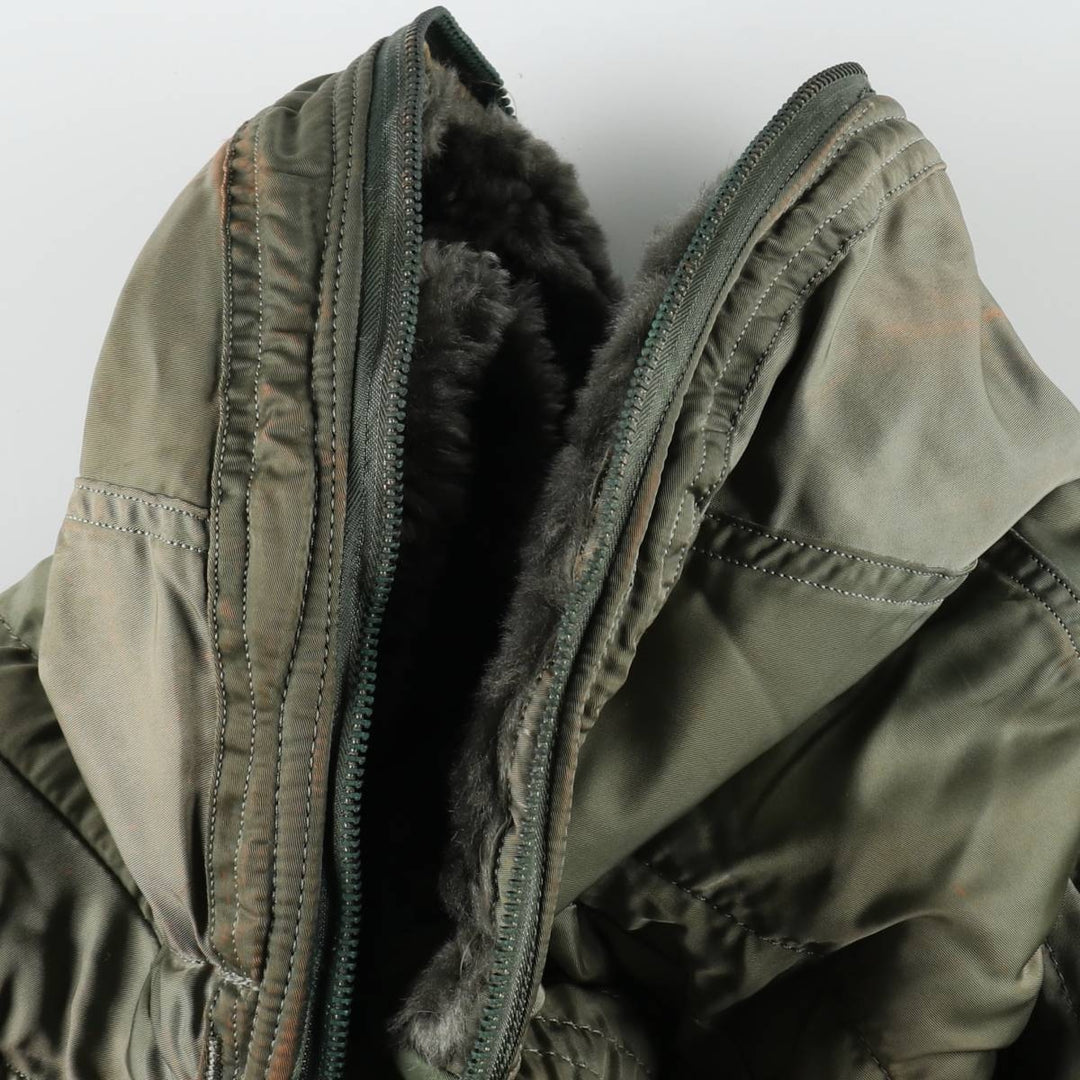 1980'S US Military Issue N-2B Padded Military Flight Jacket, Made in USA, Medium Size (Equivalent to Men's M), Vintage Nylon Khaki type Vintage Second Hand