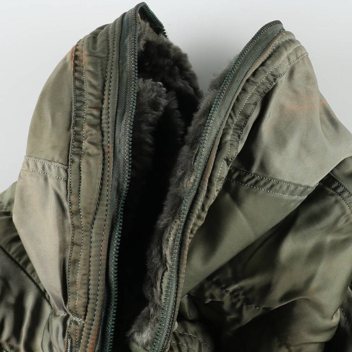 1980'S US Military Issue N-2B Padded Military Flight Jacket, Made in USA, Medium Size (Equivalent to Men's M), Vintage Nylon Khaki type Vintage Second Hand