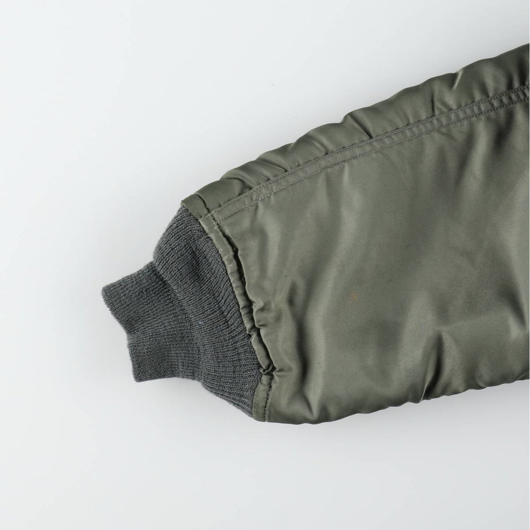 1980'S US Military Issue N-2B Padded Military Flight Jacket, Made in USA, Medium Size (Equivalent to Men's M), Vintage Nylon Khaki type Vintage Second Hand