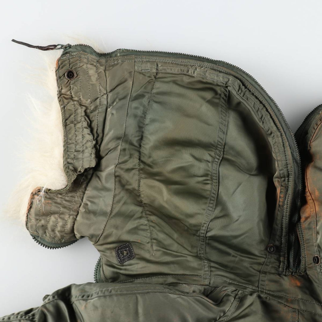 1980'S US Military Issue N-2B Padded Military Flight Jacket, Made in USA, Medium Size (Equivalent to Men's M), Vintage Nylon Khaki type Vintage Second Hand