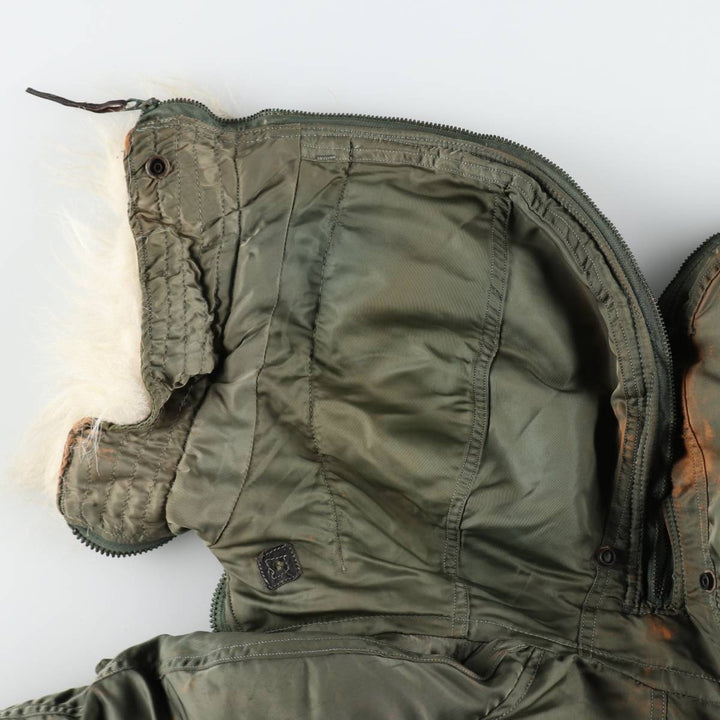 1980'S US Military Issue N-2B Padded Military Flight Jacket, Made in USA, Medium Size (Equivalent to Men's M), Vintage Nylon Khaki type Vintage Second Hand