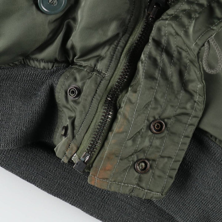 1980'S US Military Issue N-2B Padded Military Flight Jacket, Made in USA, Medium Size (Equivalent to Men's M), Vintage Nylon Khaki type Vintage Second Hand