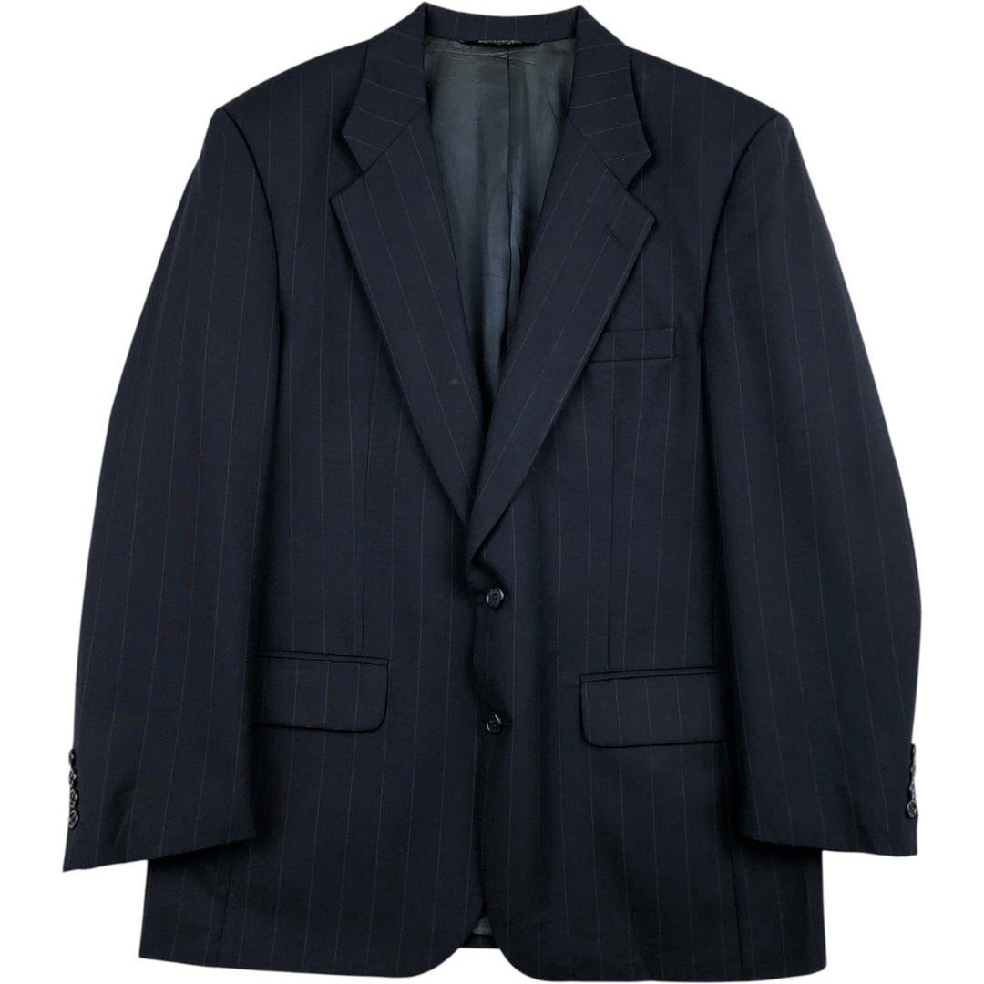 Burberry's Striped Wool Tailored Jacket, Made in USA, Men's Size Medium wool navy blue type Vintage Second Hand