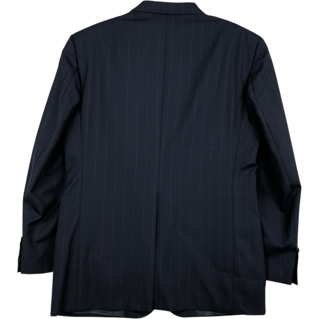 Burberry's Striped Wool Tailored Jacket, Made in USA, Men's Size Medium wool navy blue type Vintage Second Hand