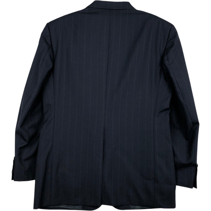 Burberry's Striped Wool Tailored Jacket, Made in USA, Men's Size Medium wool navy blue type Vintage Second Hand