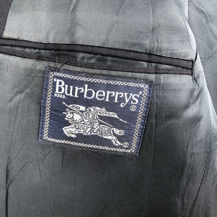Burberry's Striped Wool Tailored Jacket, Made in USA, Men's Size Medium wool navy blue type Vintage Second Hand