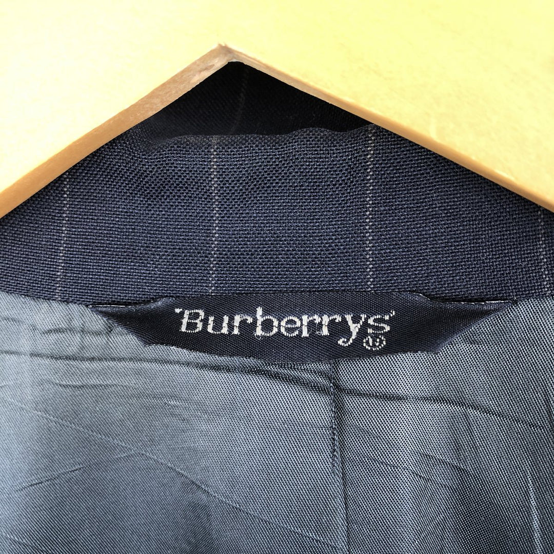 Burberry's Striped Wool Tailored Jacket, Made in USA, Men's Size Medium wool navy blue type Vintage Second Hand