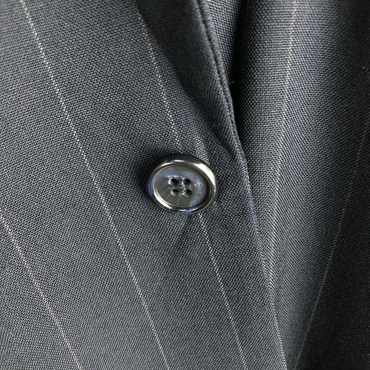Burberry's Striped Wool Tailored Jacket, Made in USA, Men's Size Medium wool navy blue type Vintage Second Hand