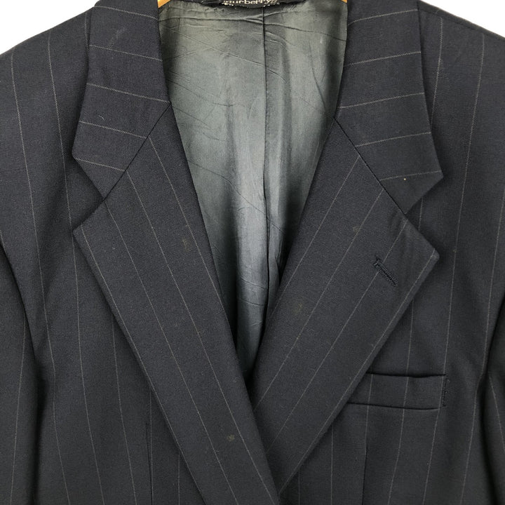 Burberry's Striped Wool Tailored Jacket, Made in USA, Men's Size Medium wool navy blue type Vintage Second Hand
