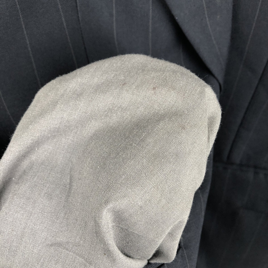 Burberry's Striped Wool Tailored Jacket, Made in USA, Men's Size Medium wool navy blue type Vintage Second Hand