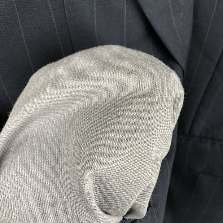 Burberry's Striped Wool Tailored Jacket, Made in USA, Men's Size Medium wool navy blue type Vintage Second Hand